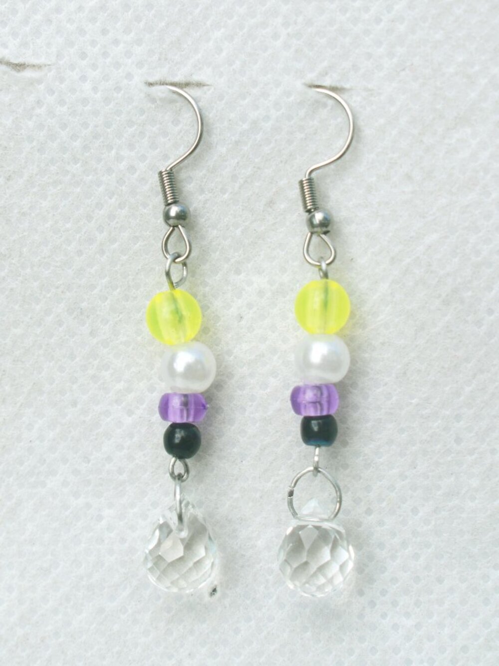 Handmade Beaded Nonbinary Pride Earrings